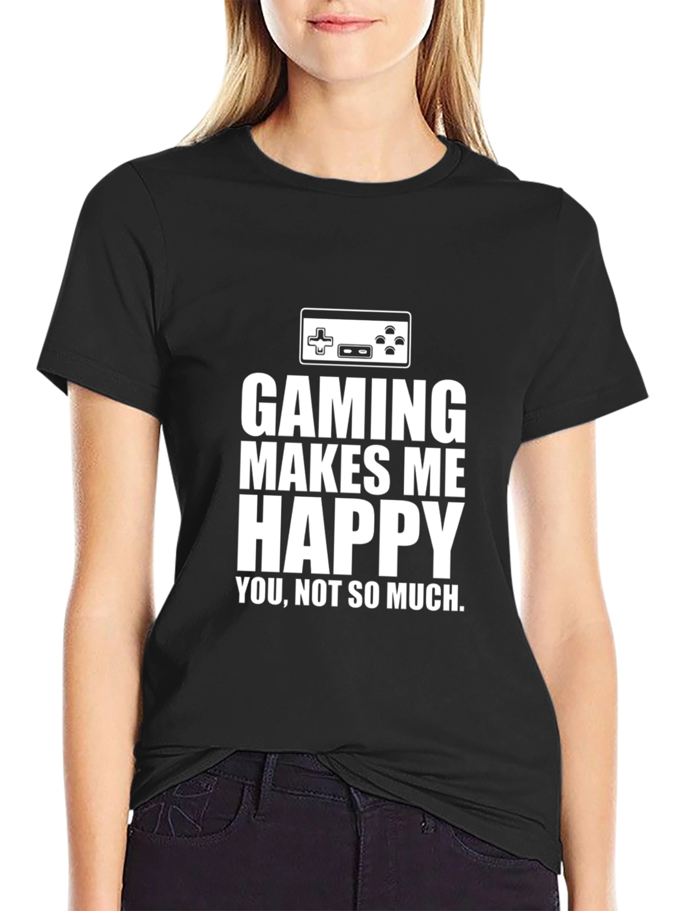 Gaming Makes Me Happy T-Shirt Black Cotton