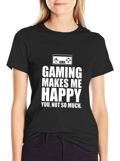 Gaming Makes Me Happy T-Shirt Black Cotton