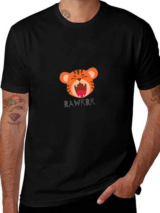 Tiger Rawrr Graphic Print Black T-Shirt