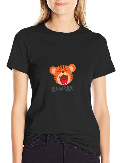 Tiger Rawrr Graphic Print Black T-Shirt