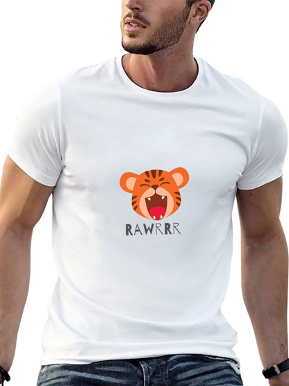 Tiger Rawrr Graphic Print Black T-Shirt