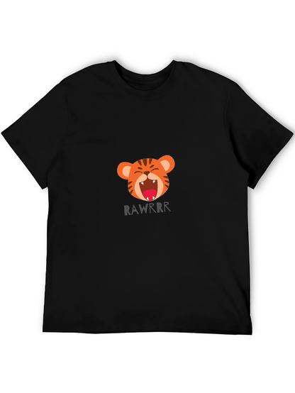 Tiger Rawrr Graphic Print Black T-Shirt