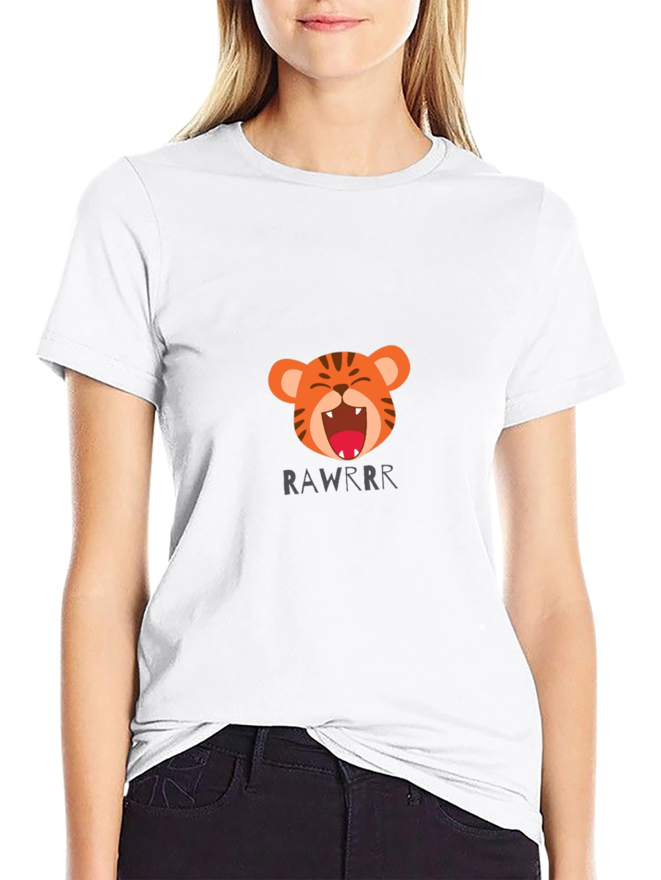 Tiger Rawrr Graphic Print Black T-Shirt