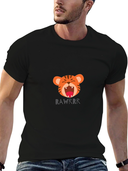 Tiger Rawrr Graphic Print Black T-Shirt