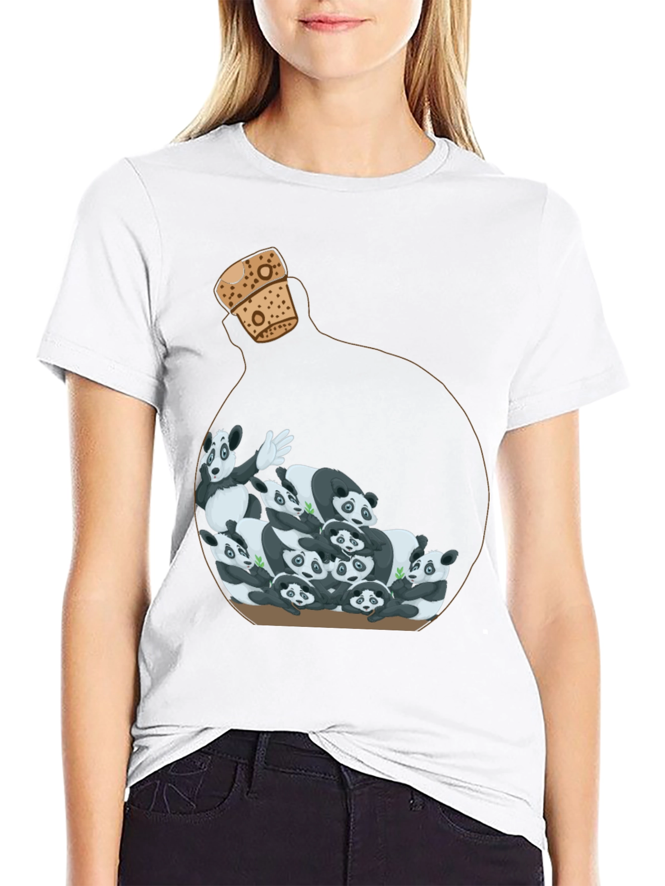 Panda Bottle Black Graphic Tee