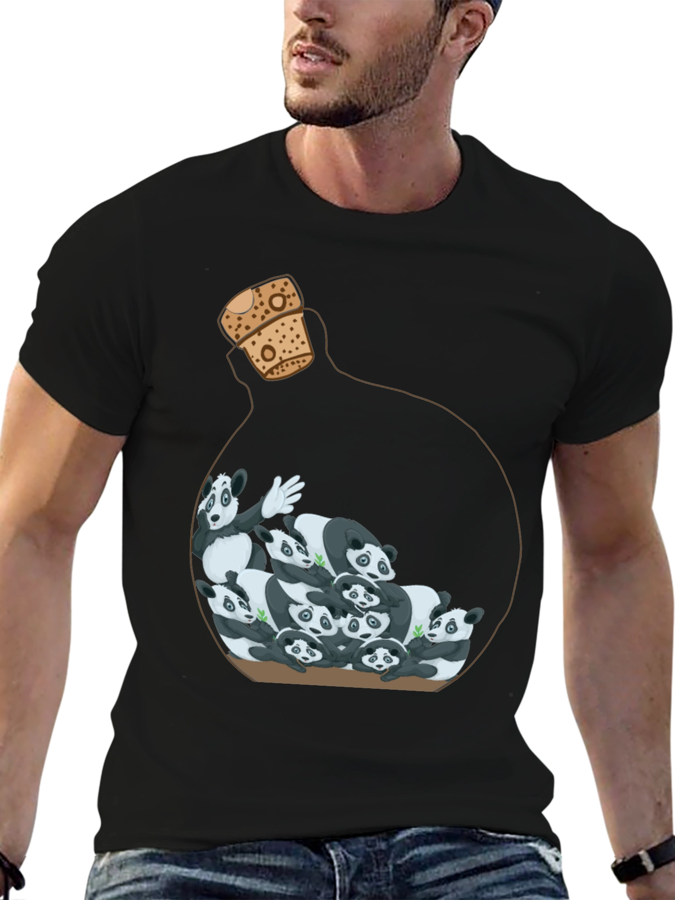 Panda Bottle Black Graphic Tee