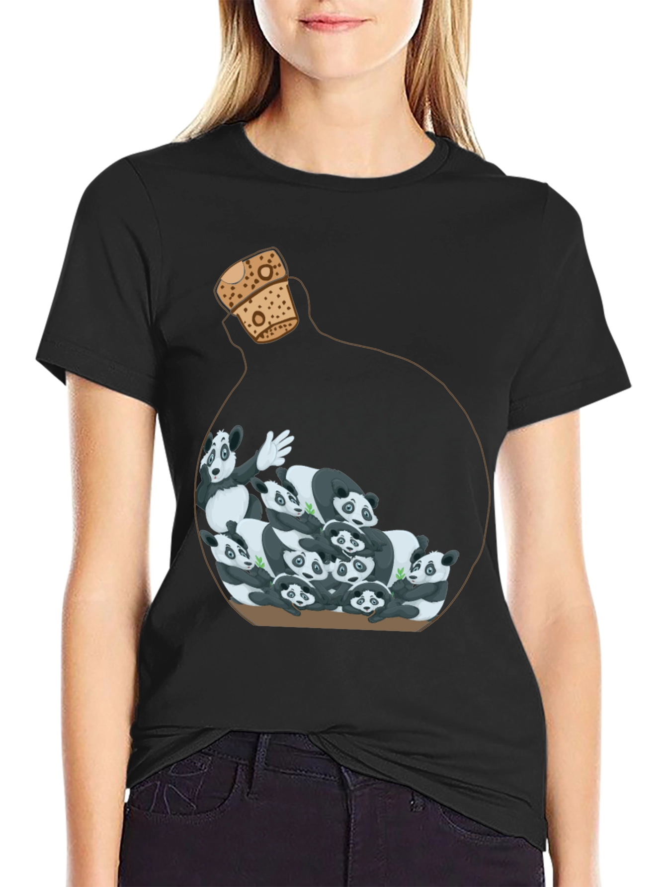 Panda Bottle Black Graphic Tee