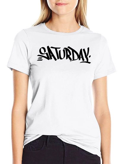 Saturday Graphic Print Black T-Shirt