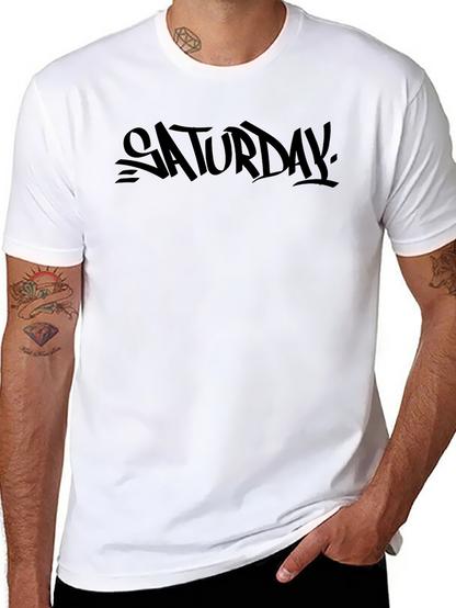 Saturday Graphic Print Black T-Shirt