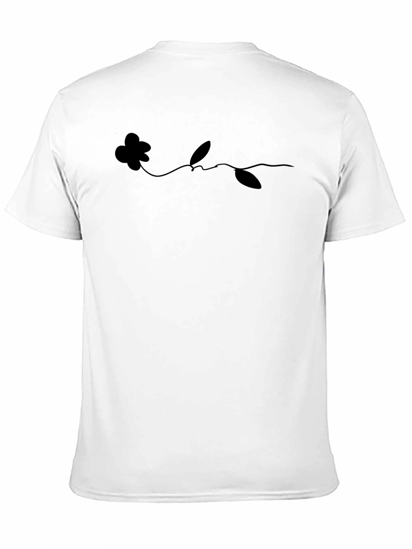 Minimalist Flower Line Art Black T-Shirt