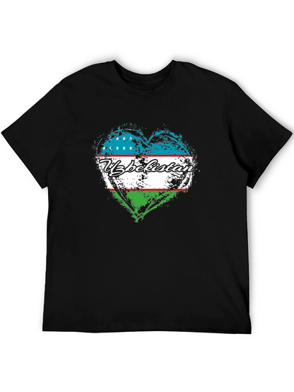 Uzbekistan Flag Heart Graphic Tee