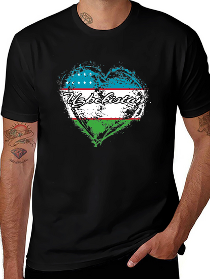Uzbekistan Flag Heart Graphic Tee