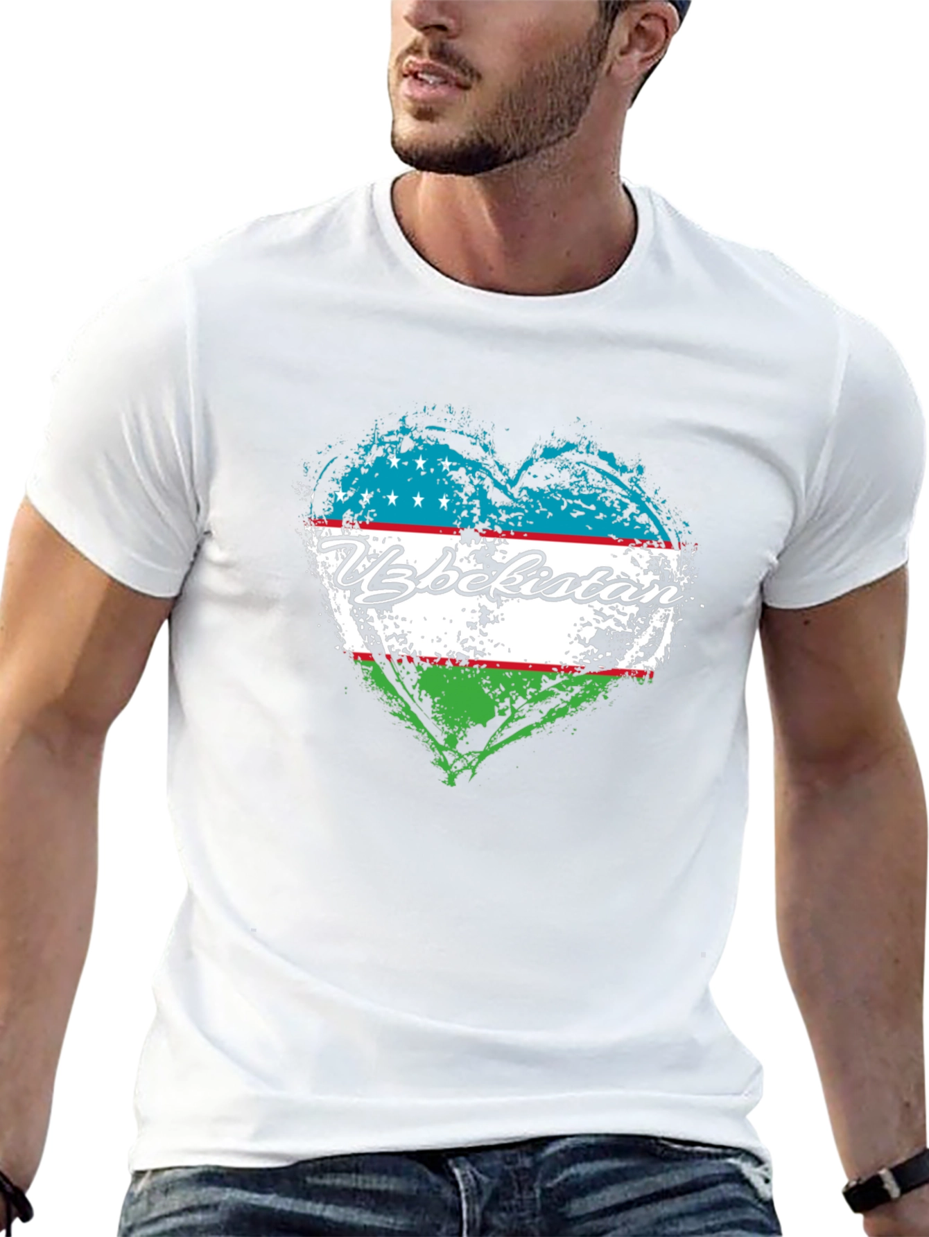 Uzbekistan Flag Heart Graphic Tee