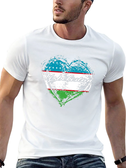 Uzbekistan Flag Heart Graphic Tee