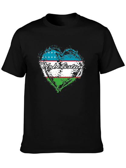 Uzbekistan Flag Heart Graphic Tee