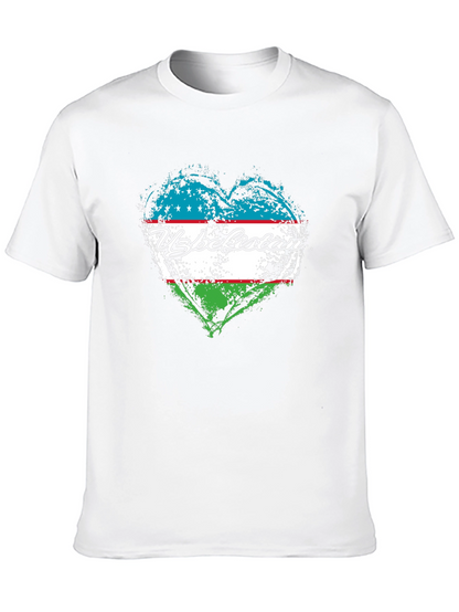 Uzbekistan Flag Heart Graphic Tee