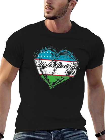 Uzbekistan Flag Heart Graphic Tee
