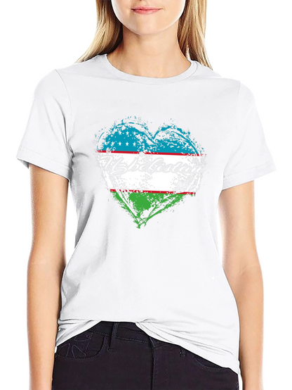 Uzbekistan Flag Heart Graphic Tee