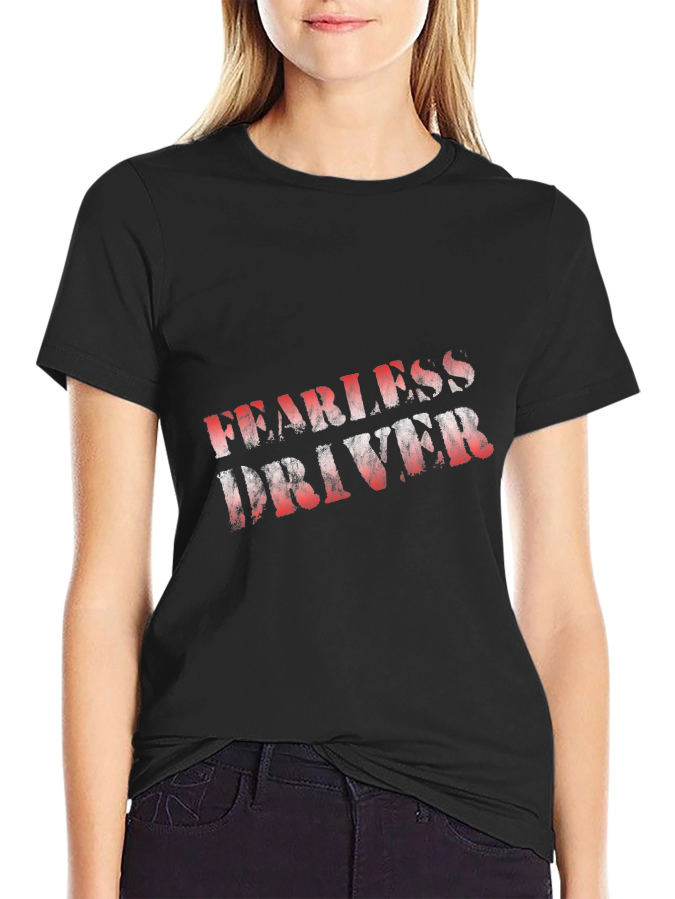 Fearless Driver Graphic Tee - Black Cotton Blend