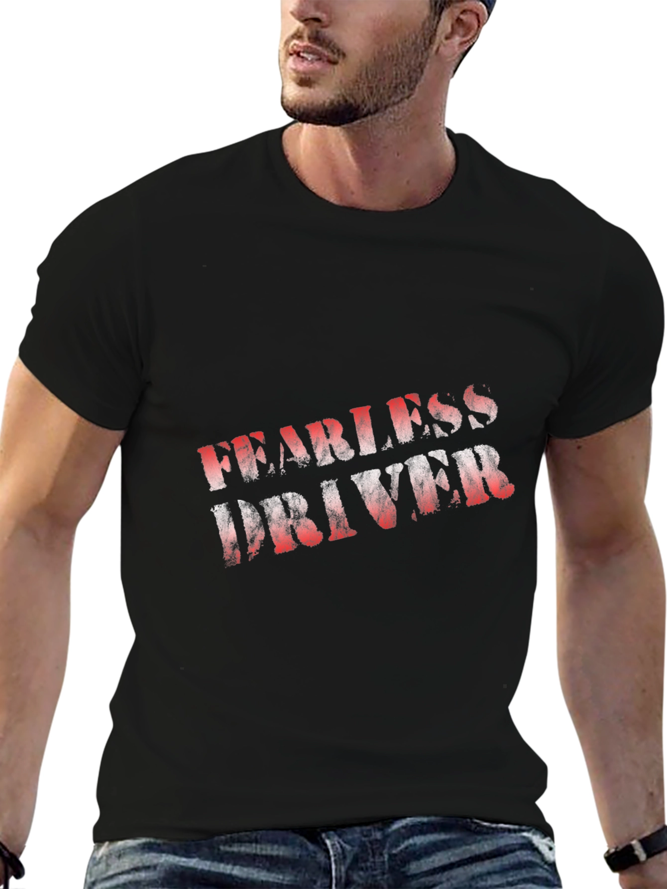 Fearless Driver Graphic Tee - Black Cotton Blend