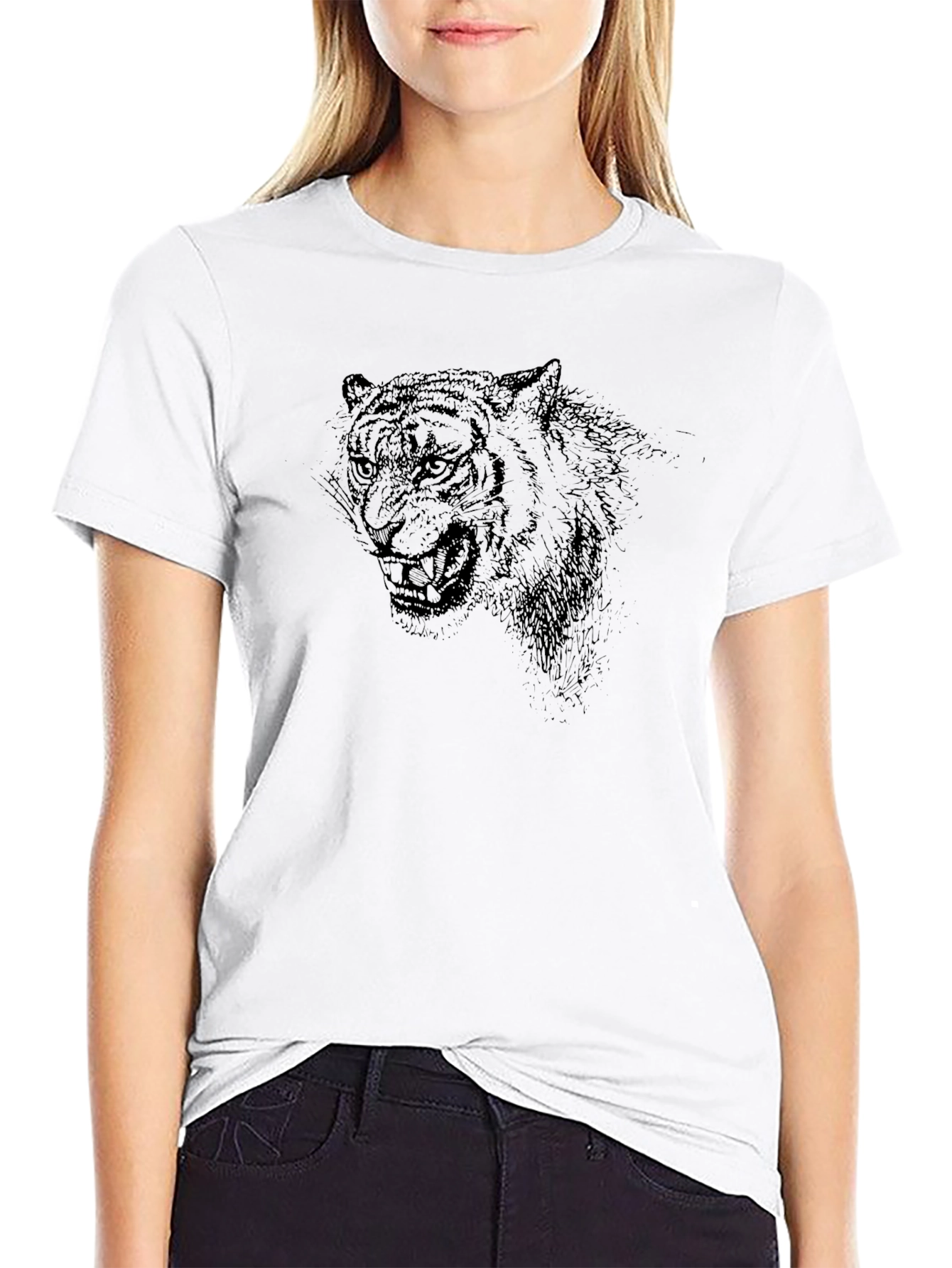 Mens Black Tiger Graphic Tee