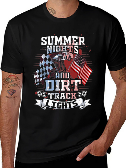 Summer Nights Dirt Track Racing Graphic Tee