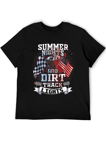 Summer Nights Dirt Track Racing Graphic Tee