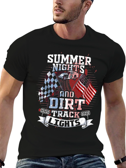 Summer Nights Dirt Track Racing Graphic Tee