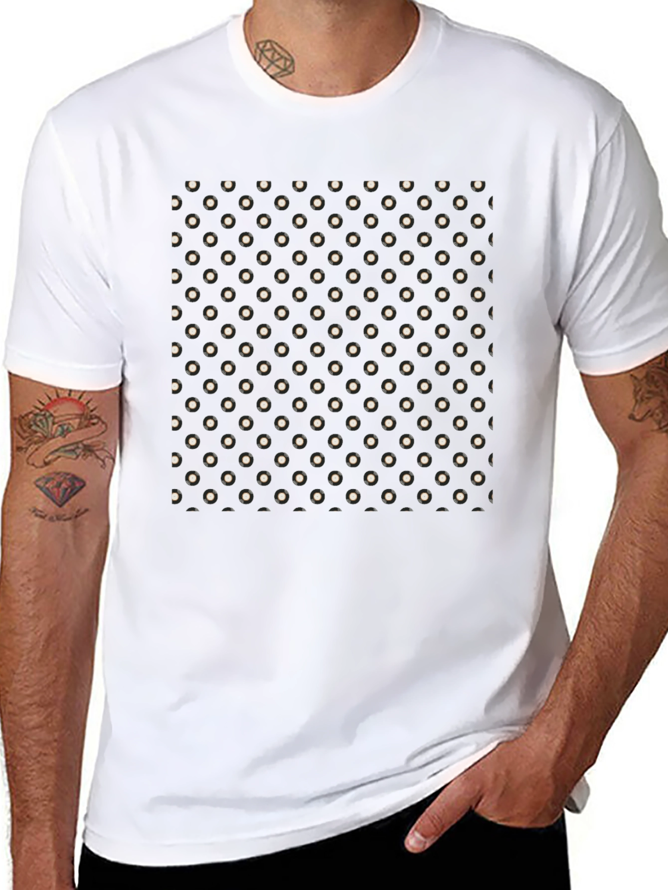 Retro Spot Print Black T-Shirt