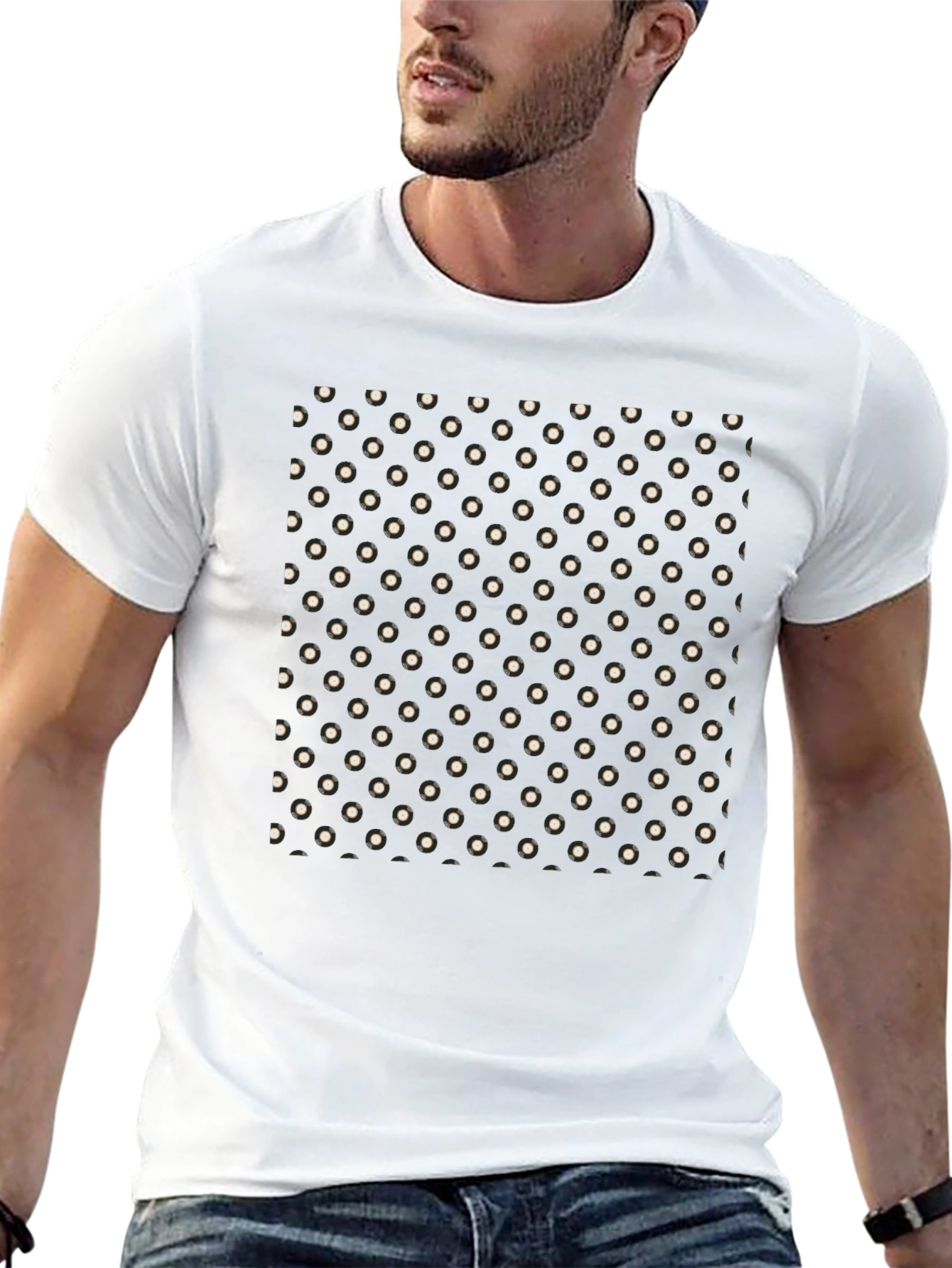 Retro Spot Print Black T-Shirt
