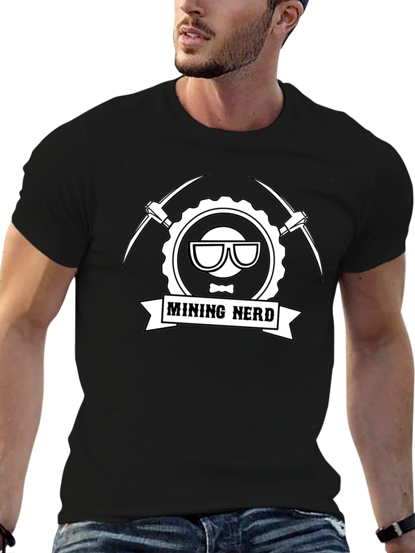 Mining Nerd Graphic Tee - Black Cotton T-Shirt