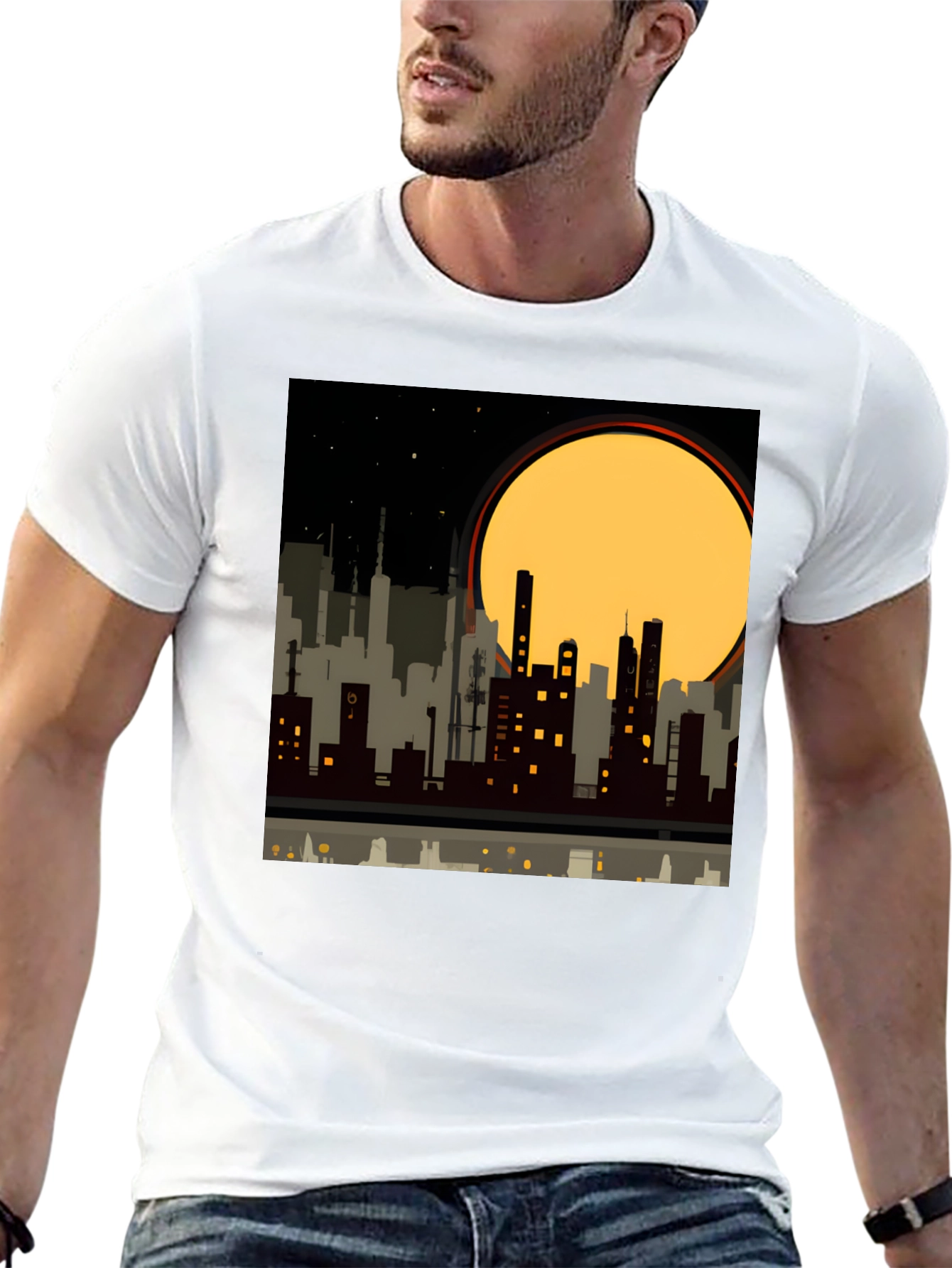 Urban Nights Graphic Tee - Cityscape Silhouette