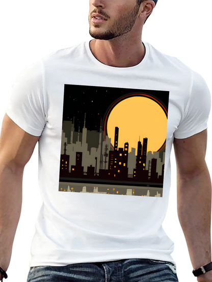 Urban Nights Graphic Tee - Cityscape Silhouette