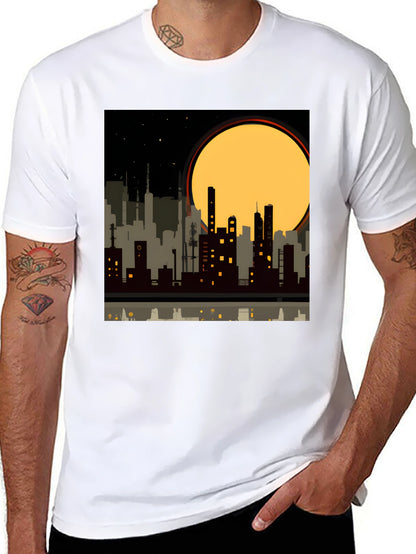 Urban Nights Graphic Tee - Cityscape Silhouette