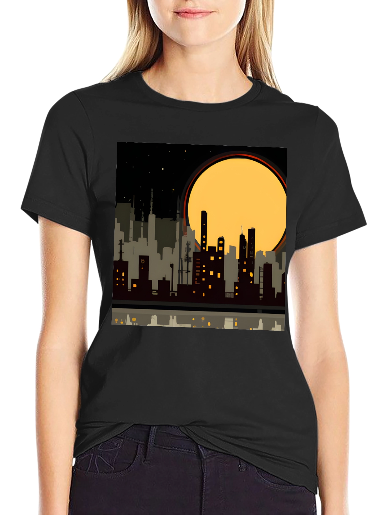 Urban Nights Graphic Tee - Cityscape Silhouette
