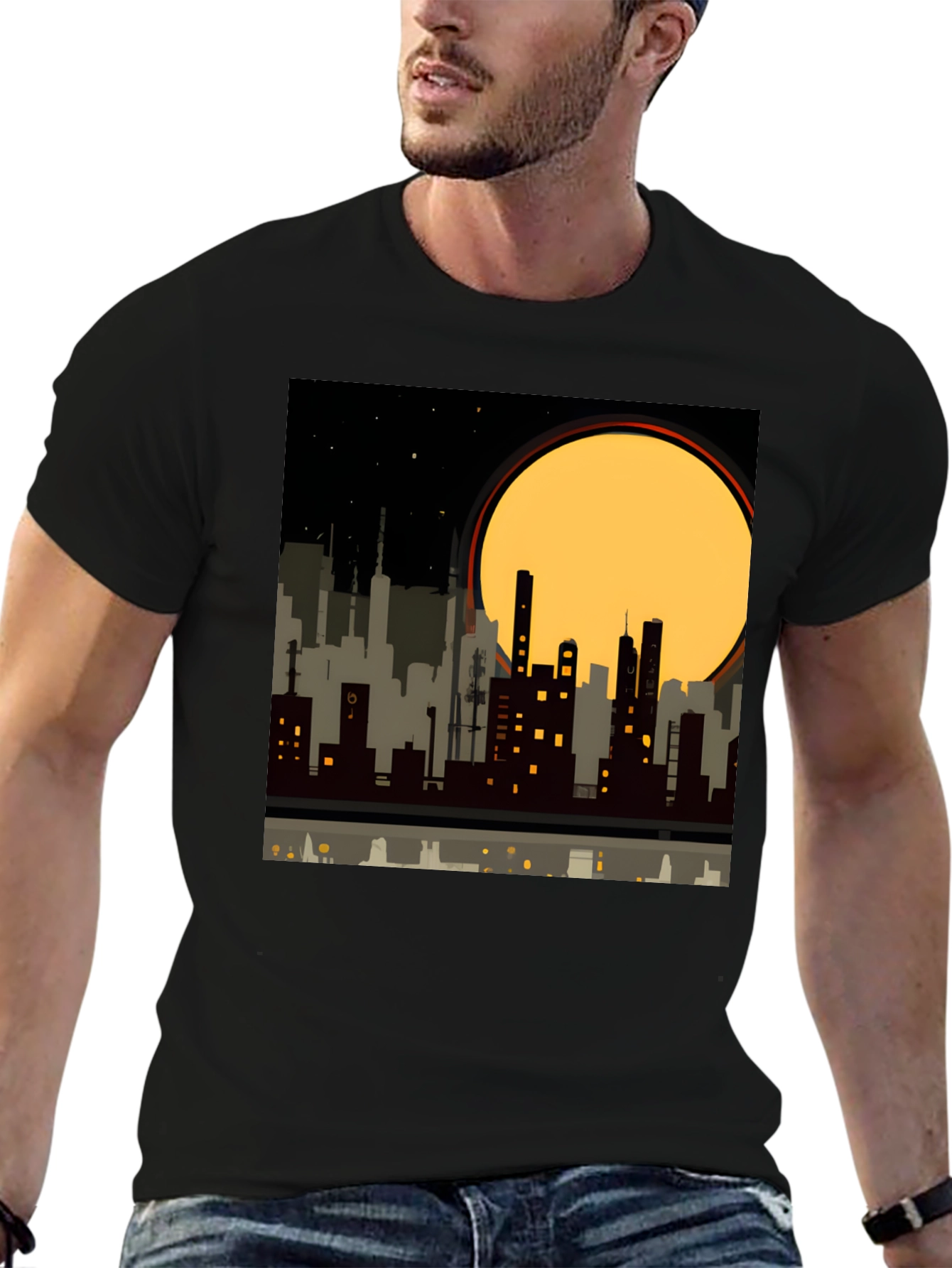 Urban Nights Graphic Tee - Cityscape Silhouette