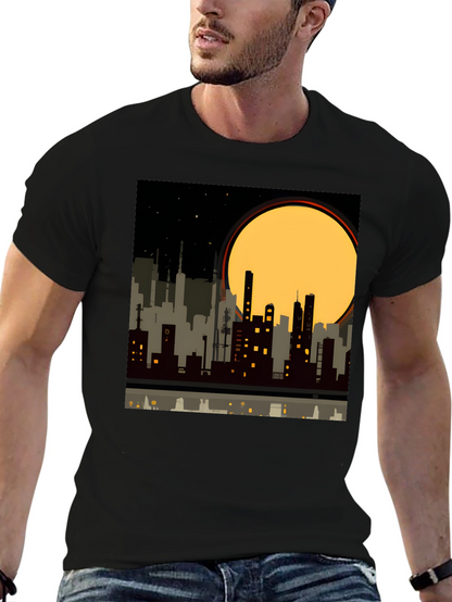 Urban Nights Graphic Tee - Cityscape Silhouette