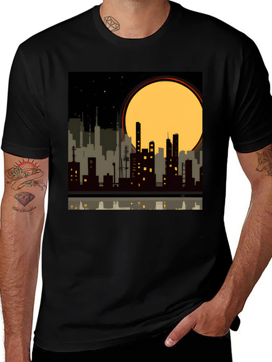 Urban Nights Graphic Tee - Cityscape Silhouette