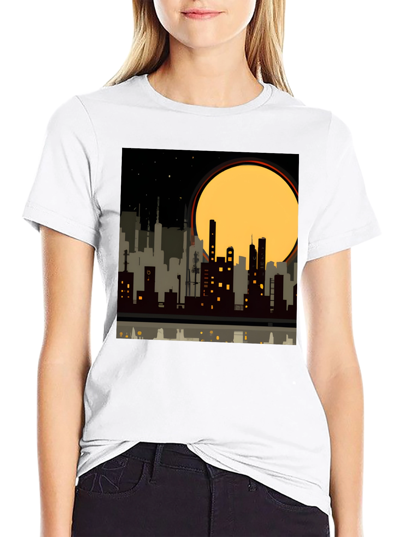 Urban Nights Graphic Tee - Cityscape Silhouette