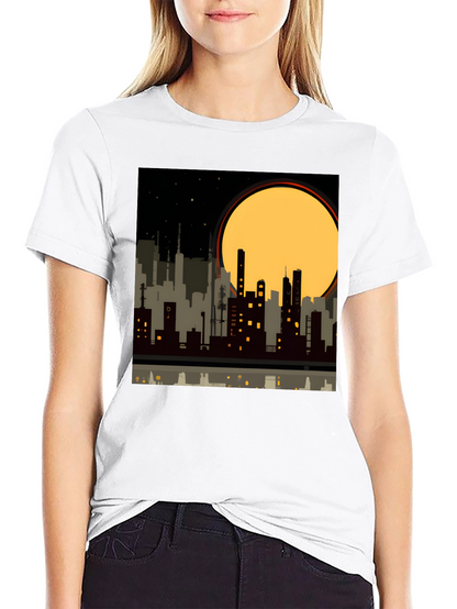 Urban Nights Graphic Tee - Cityscape Silhouette