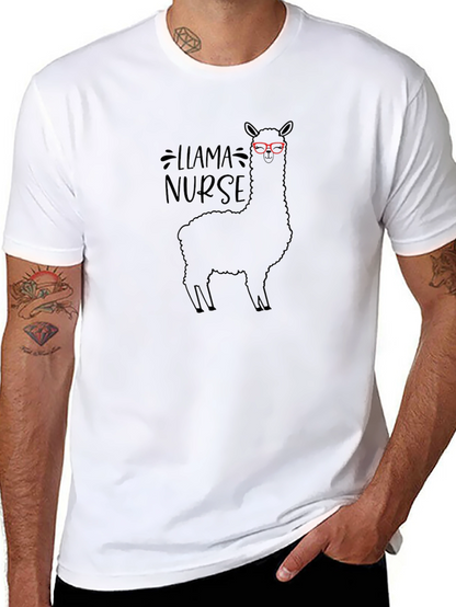 Llama Nurse Graphic Tee - Soft Cotton Blend