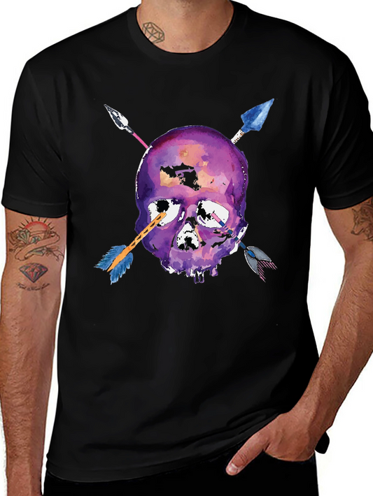 Skull Arrows T-Shirt - Unique Watercolor Style
