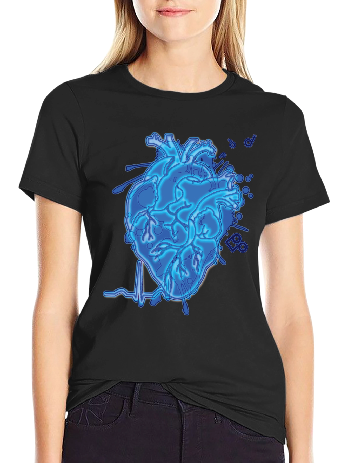 Electric Heartbeat Graphic Tee - Black