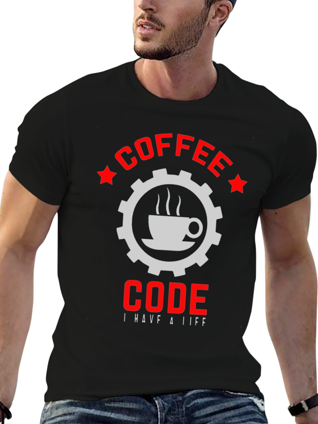 Coffee Code Graphic T-Shirt - Black