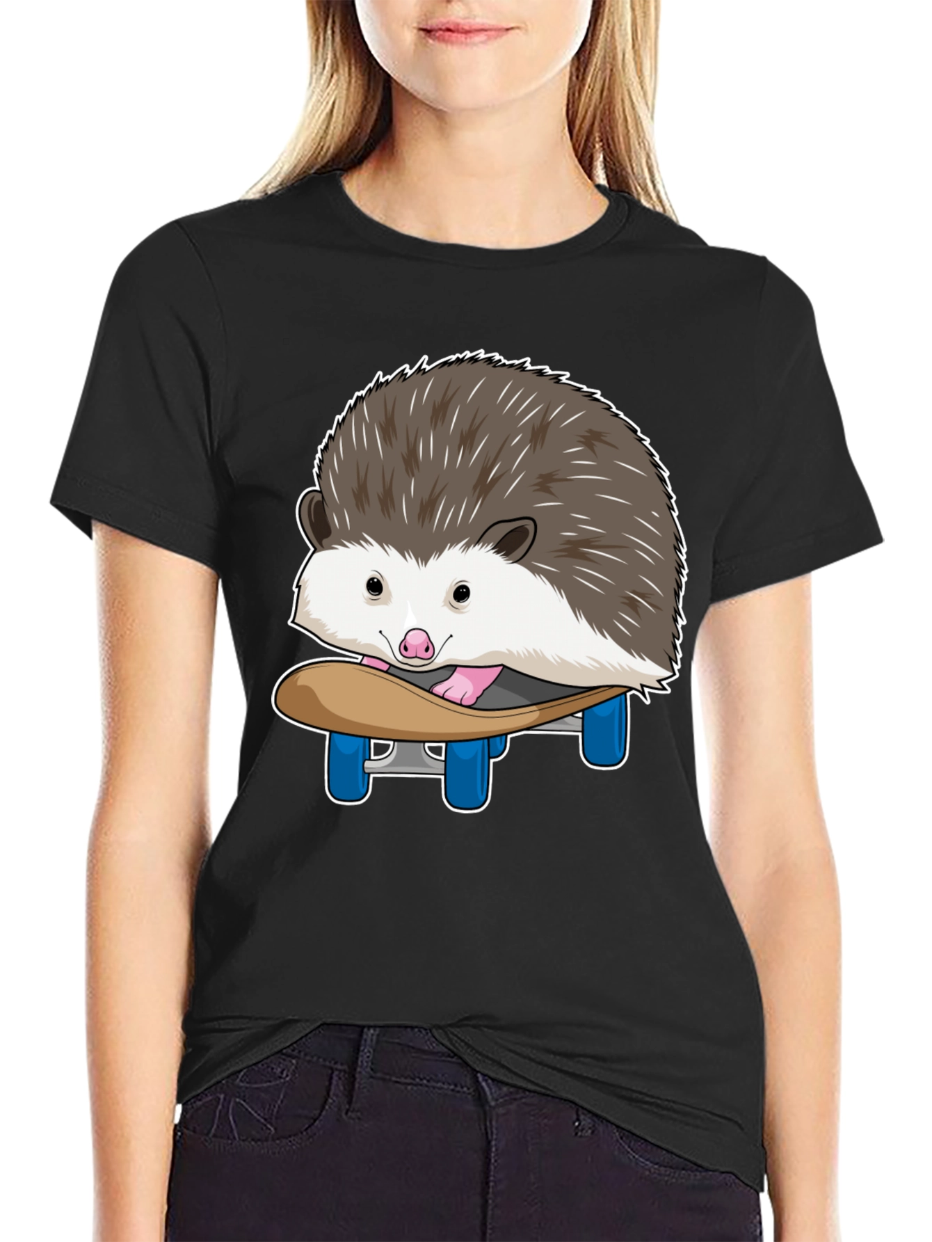 Hedgehog Skateboard T-Shirt - Cute Animal Graphic Tee