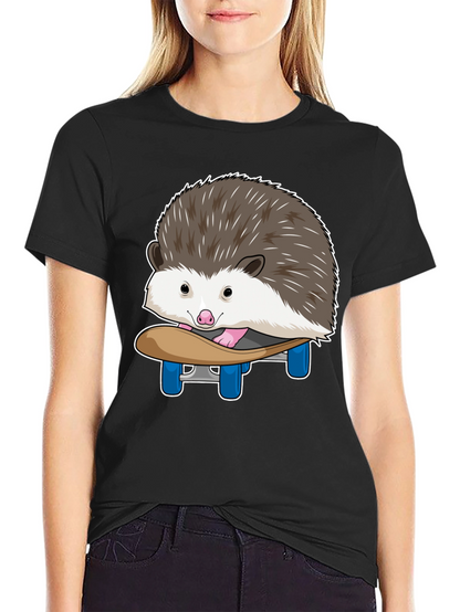Hedgehog Skateboard T-Shirt - Cute Animal Graphic Tee