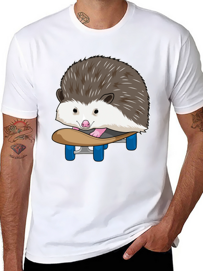 Hedgehog Skateboard T-Shirt - Cute Animal Graphic Tee