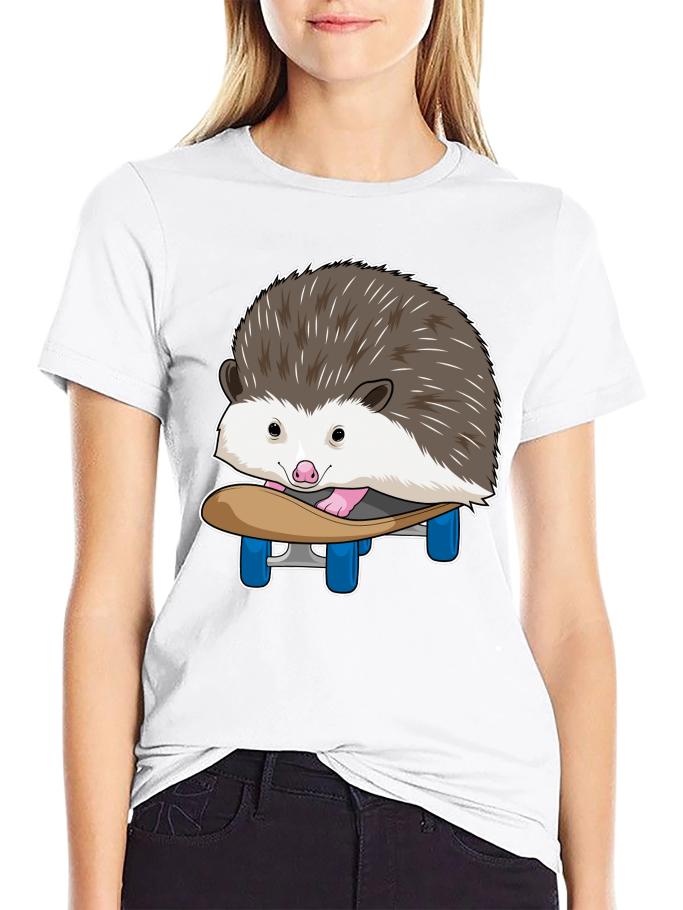 Hedgehog Skateboard T-Shirt - Cute Animal Graphic Tee