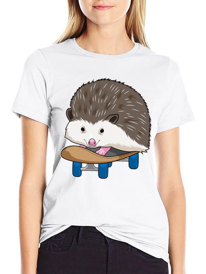 Hedgehog Skateboard T-Shirt - Cute Animal Graphic Tee