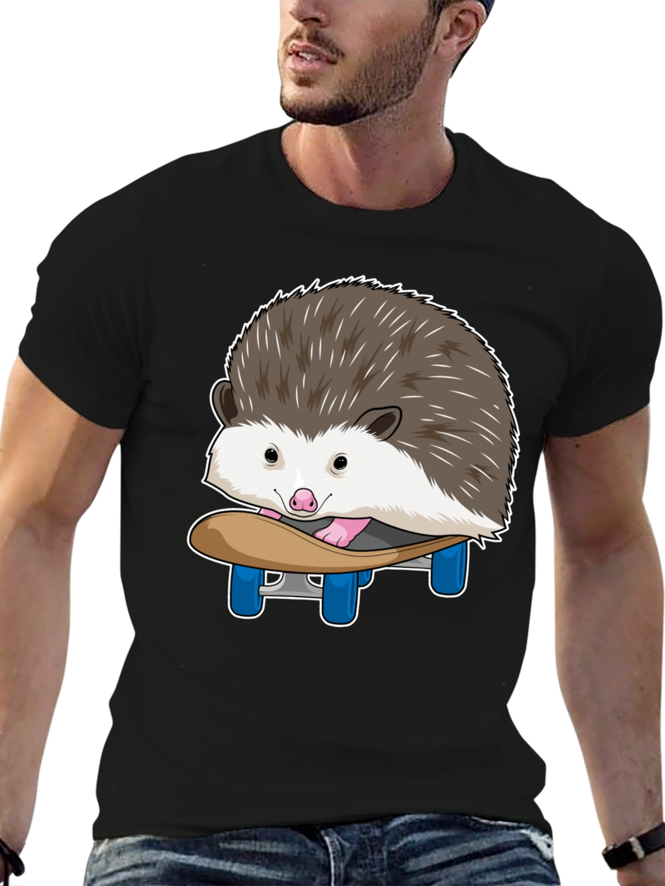 Hedgehog Skateboard T-Shirt - Cute Animal Graphic Tee